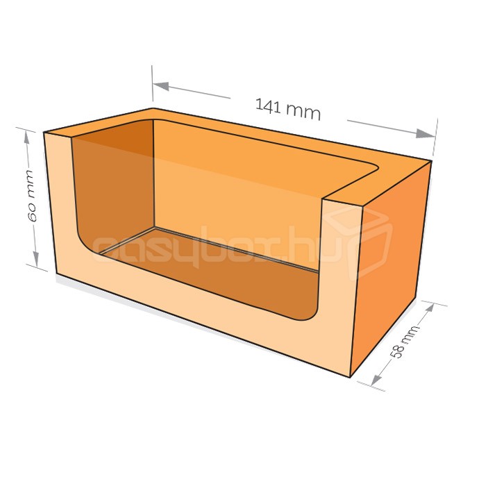 Desszert doboz 141×58×60 mm ablakkal és desszert alátéttel